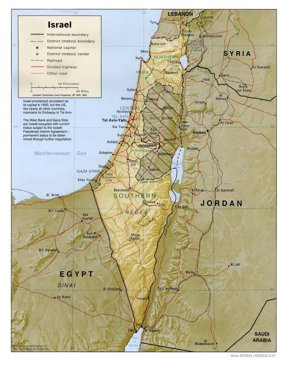 karta över israel geografi 