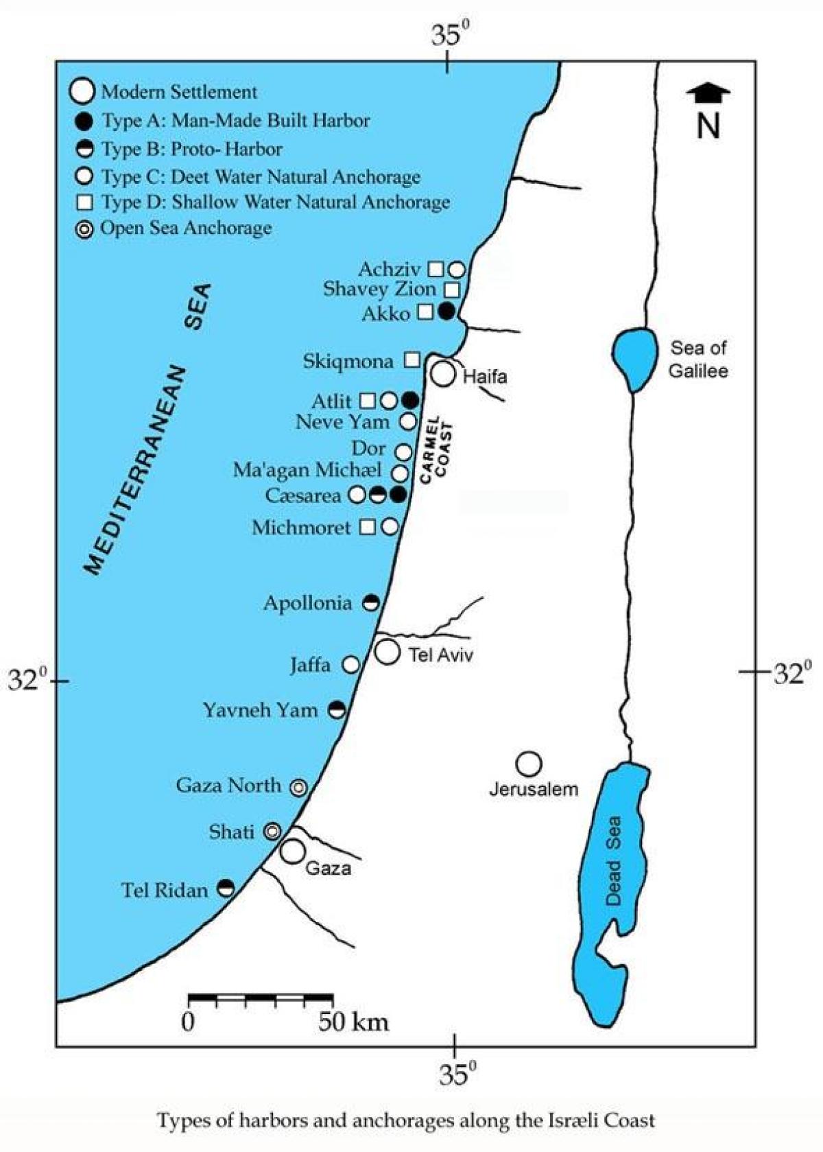 karta över israel hamnar