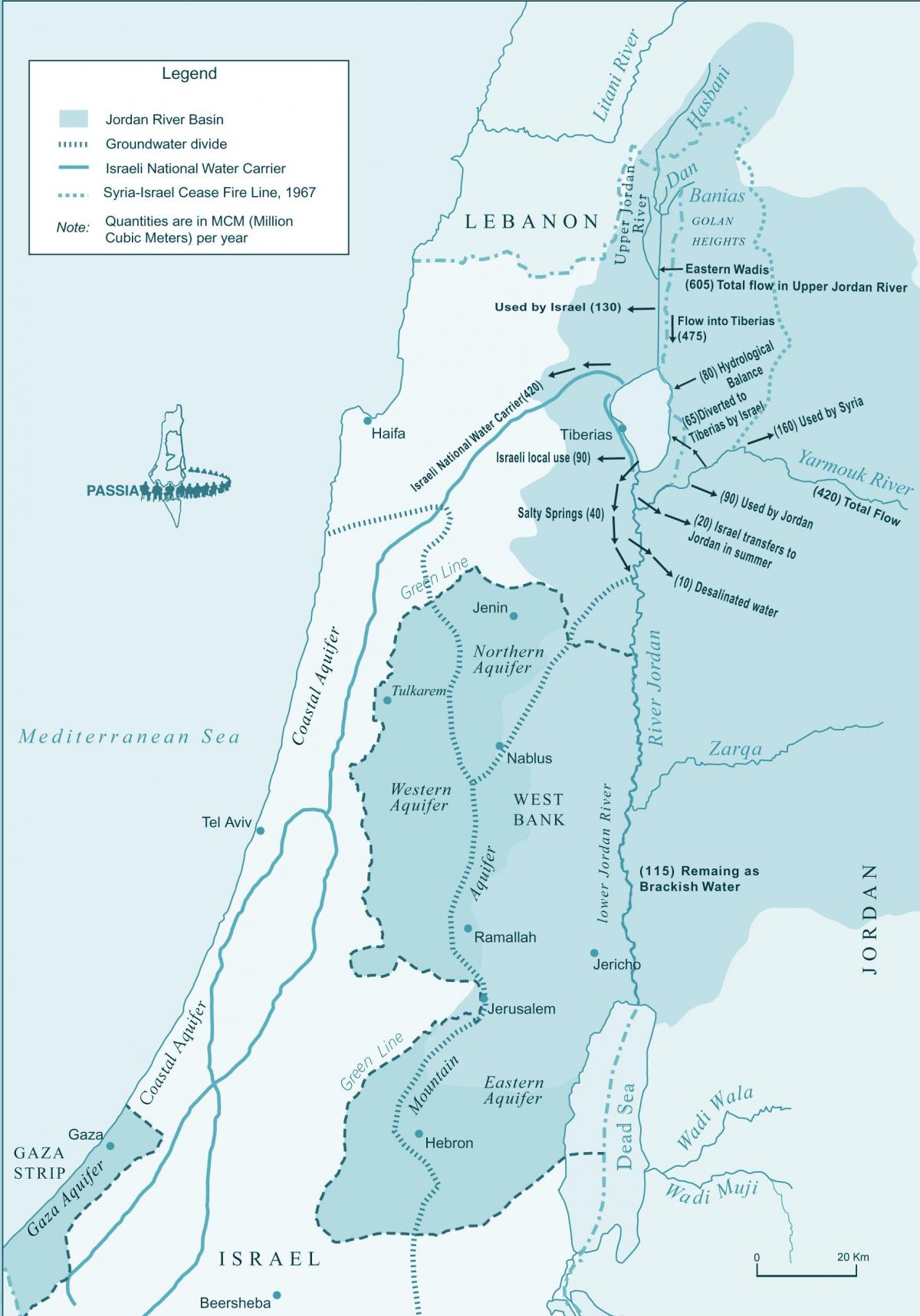 karta över israel river