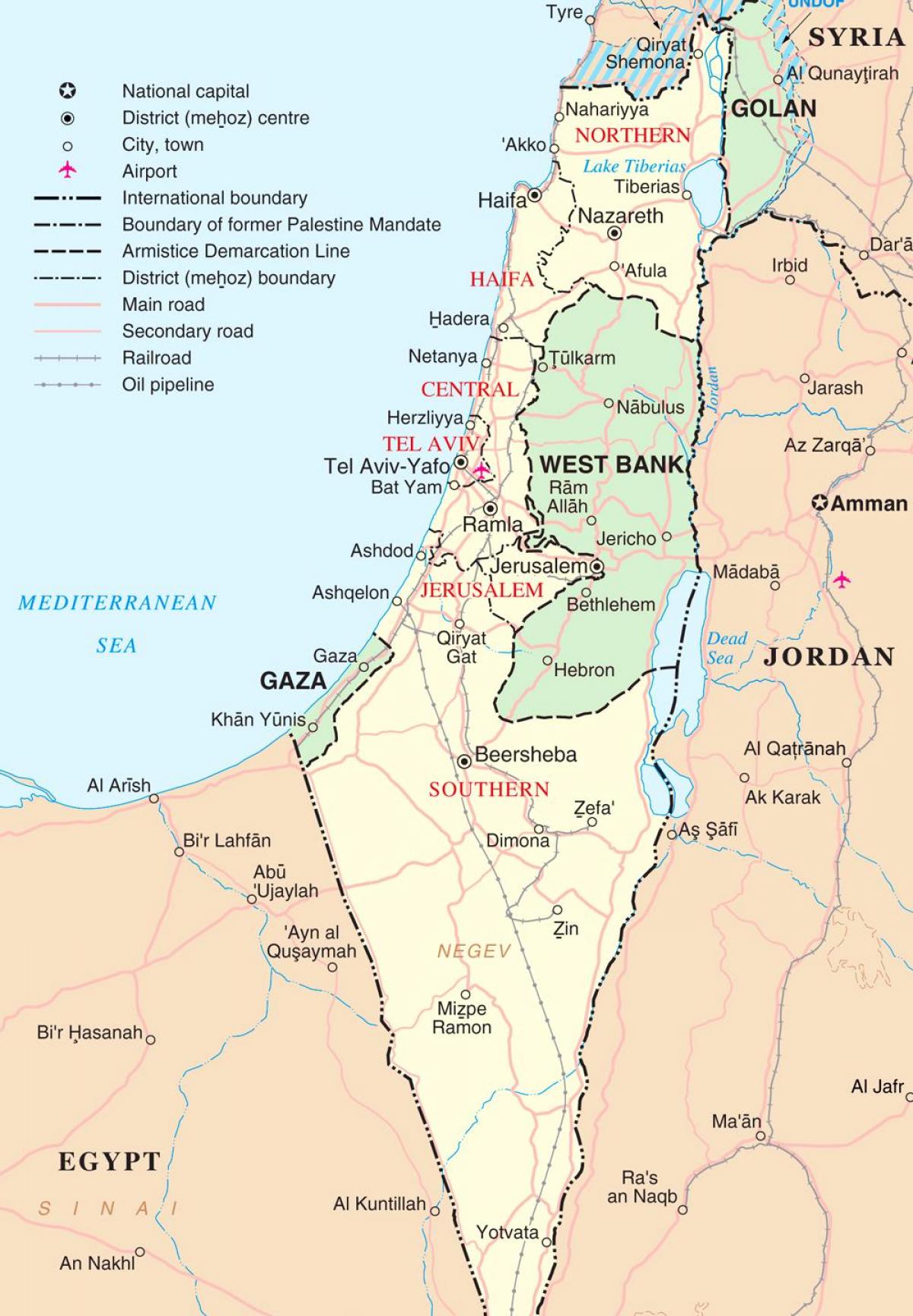 Israel som turist karta - Karta över israel turist (Västra Asien - Asien)