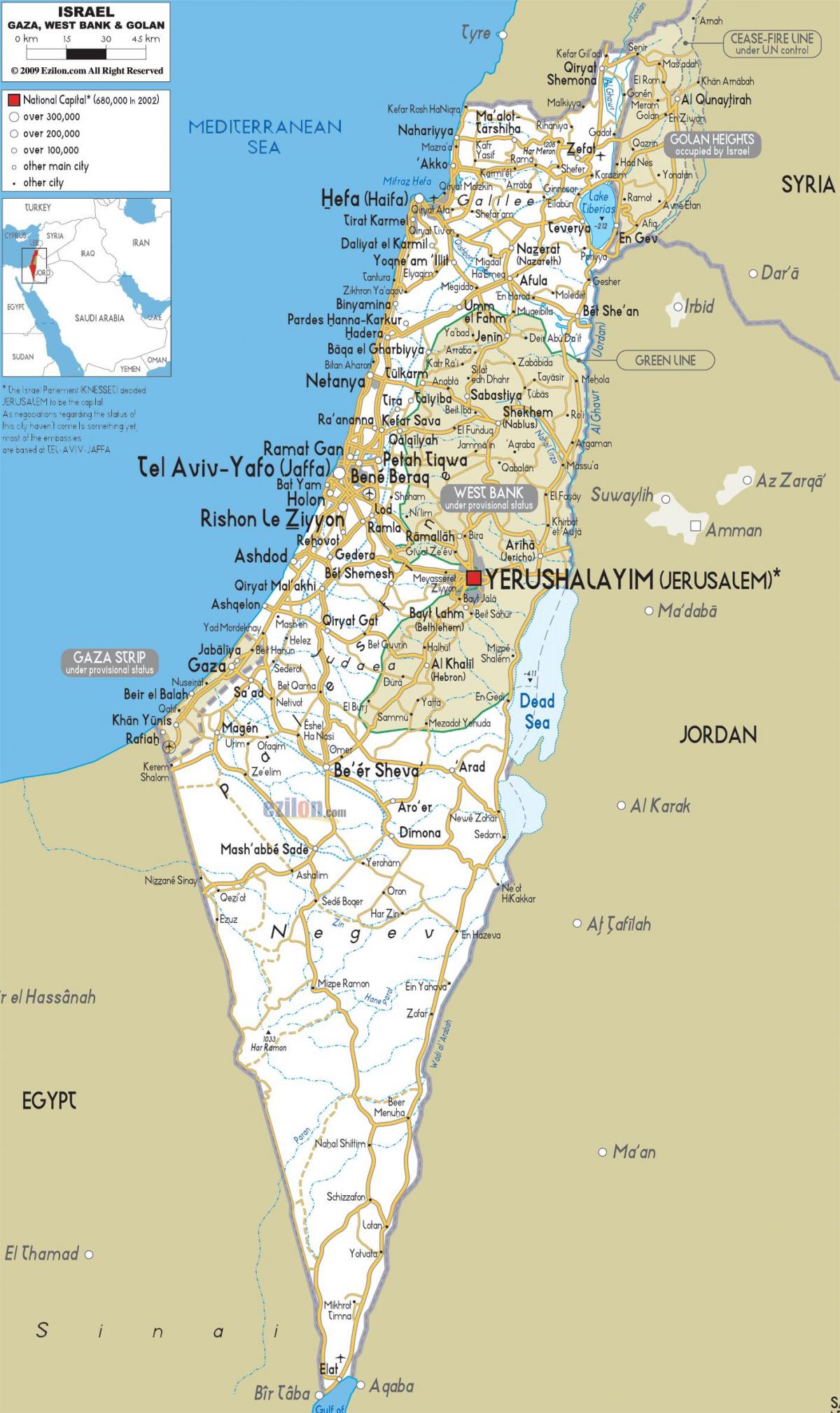 karta över israel vägar